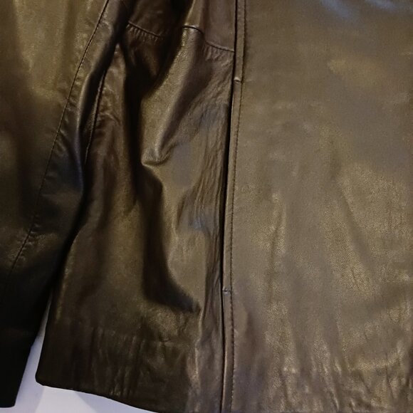 Women's Size Large Liz Claiborne Leather Dark Brown Jacket - Picture 7 of 10